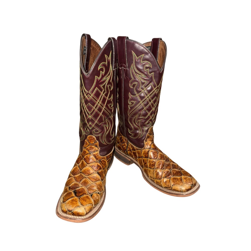 Nocona Bryce Maple Mens Western Cowboy Boots Square Toe Brown Leather 8.5D